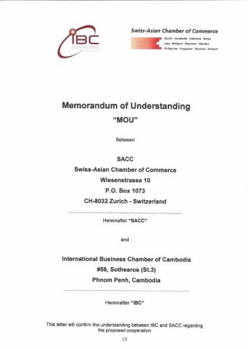 Memorandum of Understanding - International Business Chamber ...