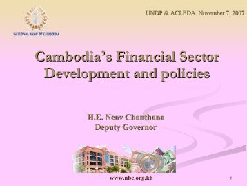 Cambodia's Financial Sector Development and Policies