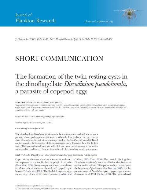 The formation of the twin resting cysts in the dinoflagellate Dissodinium pseudolunula, a parasite of copepod eggs