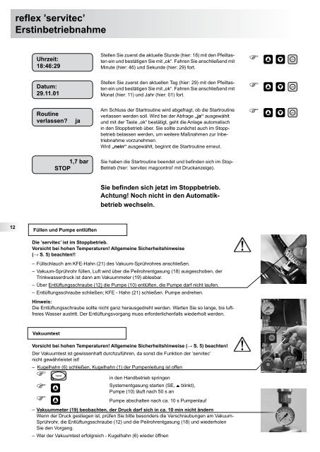 reflex 'servitec' Vakuum-SprÃ¼hrohrentgasung Montage-, Betriebs ...