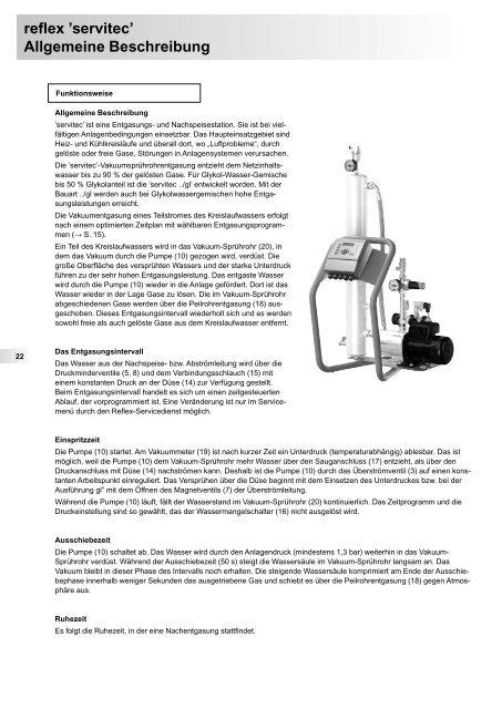 reflex 'servitec' Vakuum-SprÃ¼hrohrentgasung Montage-, Betriebs ...