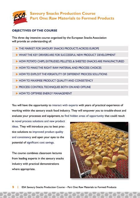 ESA Snack Production Course