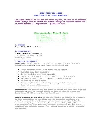 Environmental Report Card - Sweeney Materials