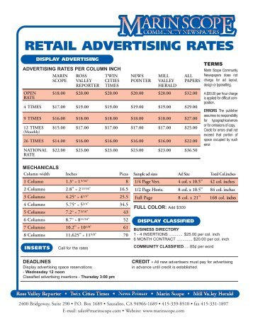 Rate card for Marin Scope Newspapers - maravot.com