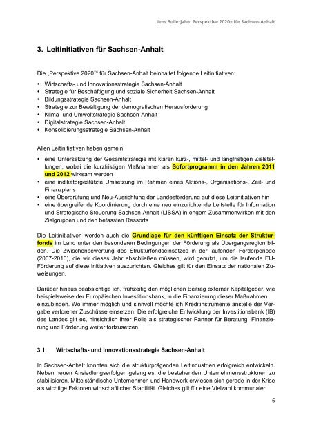 Strategiepapier âPerspektive 2020+â - Jens Bullerjahn