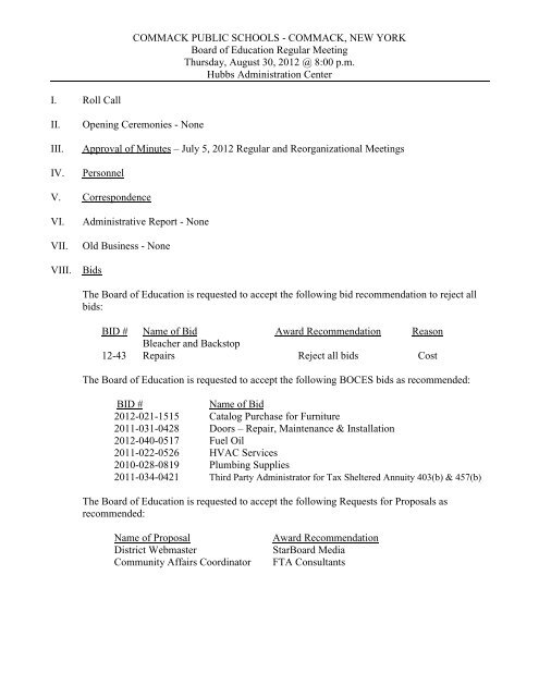 COMMACK PUBLIC SCHOOLS Commack Union Free School District