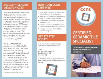 certified ceramic tile specialist - Ceramic Tile Distributor Association