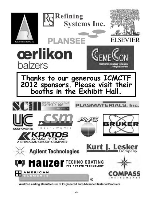 ICMCTF 2012! - CD-Lab Application Oriented Coating Development