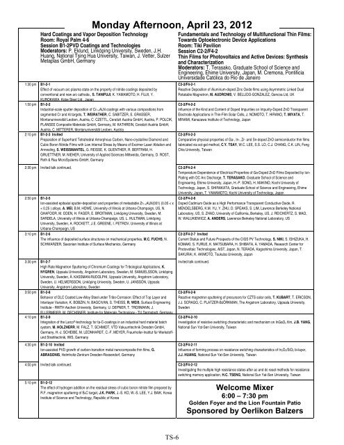 ICMCTF 2012! - CD-Lab Application Oriented Coating Development