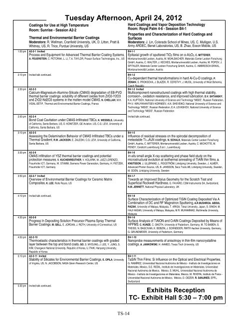 ICMCTF 2012! - CD-Lab Application Oriented Coating Development