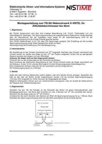 Elektronische Uhren- und Informations-Systeme ... - NIS  time