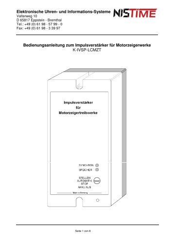 Elektronische Uhren- und Informations-Systeme - NIS time