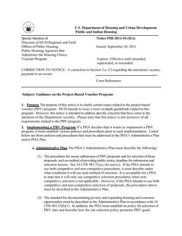 Notice PIH 2011-54 (HA) - Corporation for Supportive Housing