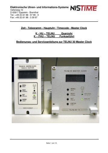 Elektronische Uhren - NIS time