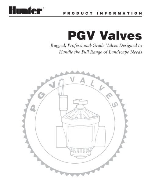 Hunter PGV Valve Owner's Manual - Raintechshop.nl