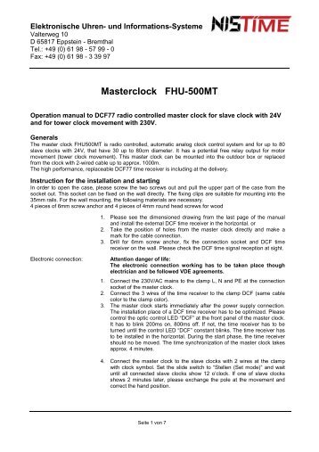 Masterclock FHU-500MT - NIS time