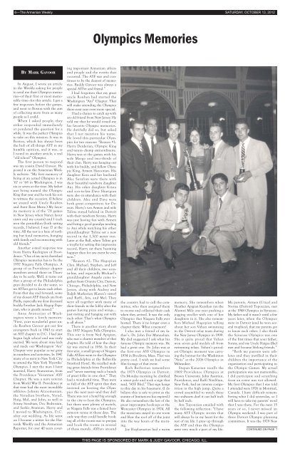 Armenian Weekly AYF Olympics Special Insert 2012