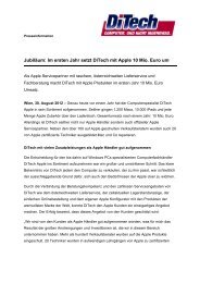 Jubiläum: Im ersten Jahr setzt DiTech mit Apple 10 Mio. Euro um