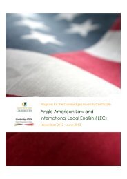 Anglo American Law and International Legal English (ILEC)