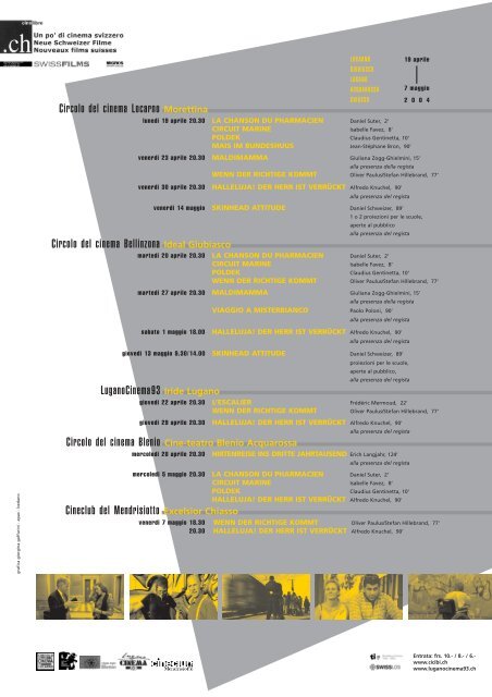 Circolo del cinema Locarno Morettina Circolo del cinema Bellinzona ...