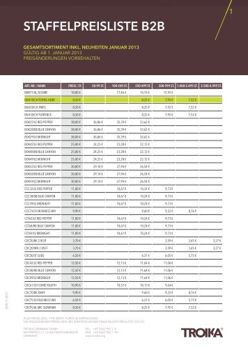 Preisliste B2B-D 1-2.. - troika.org - TROIKA GERMANY GmbH