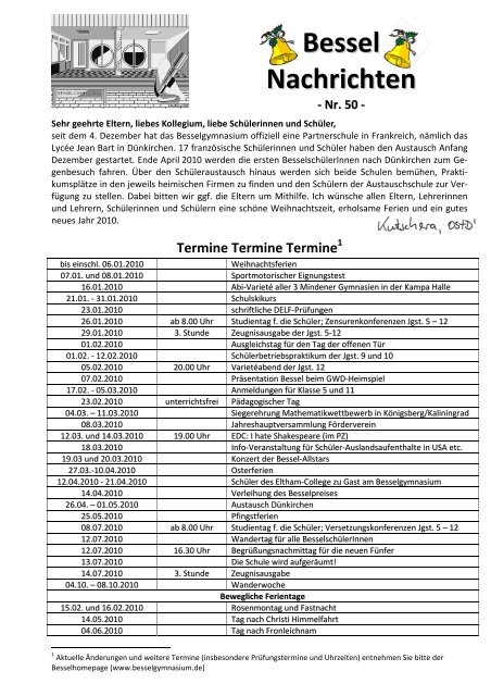 Bessel Nachrichten - Nr. 50 - Besselgymnasium