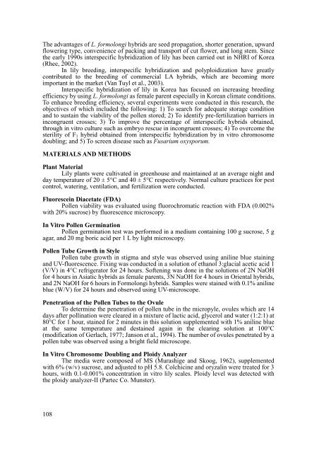 Improvement of Breeding Efficiency for Interspecific Hybridization of ...