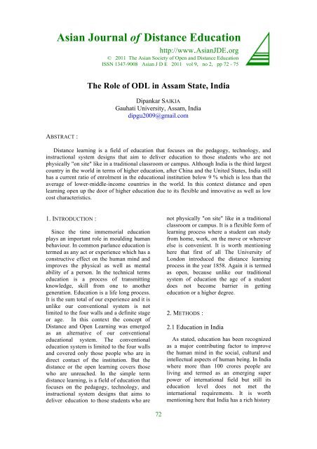 The Role Of Odl In Assam State India