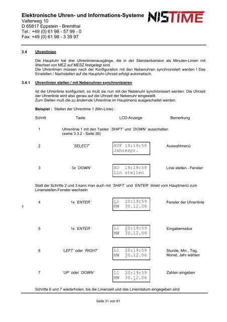 Elektronische Uhren- und Informations-Systeme Funk ... - NIS  time