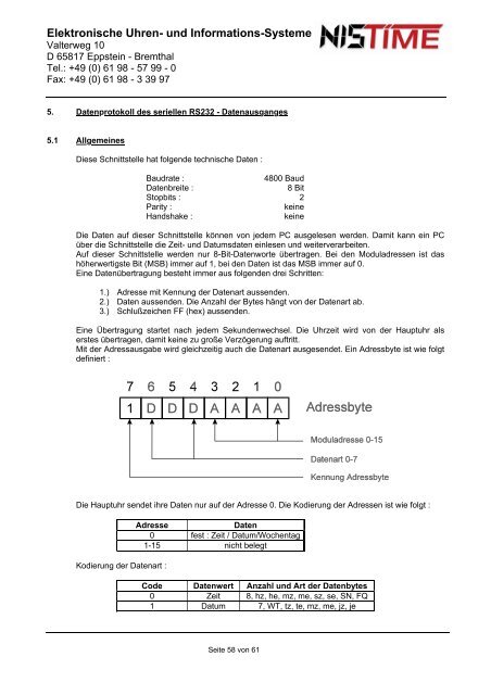 Elektronische Uhren- und Informations-Systeme Funk ... - NIS  time