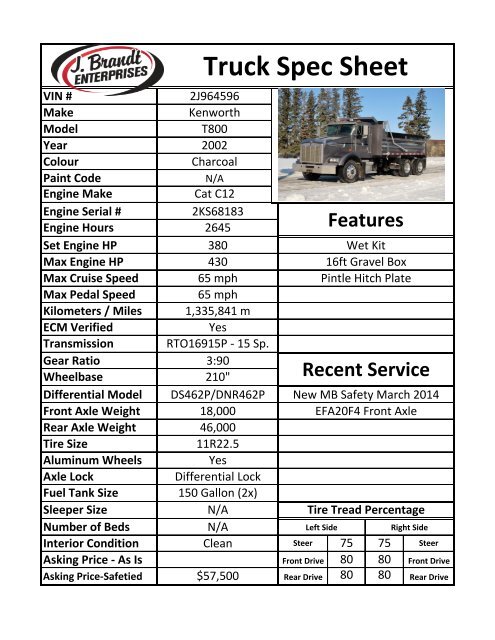 Truck Spec Sheet - The Truck Paper