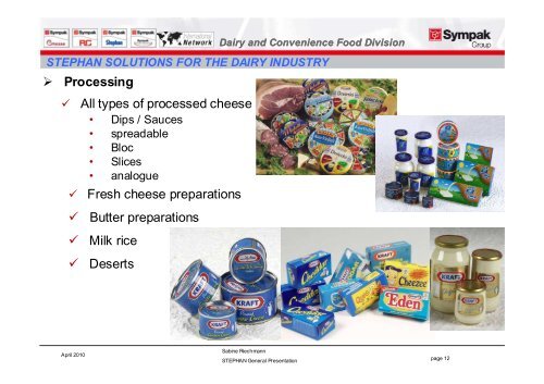 Dairy and Convenience Food Division - Stephan