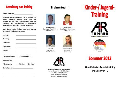 Kinder-/ Jugend-Training 2013 - A & R Tennis