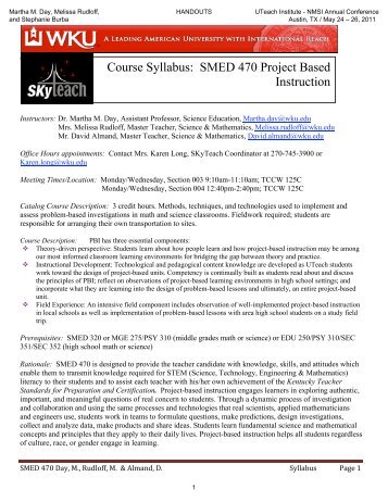 Project-Based Instruction - The UTeach Institute