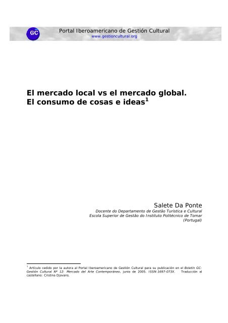 Versión en español - Portal Iberoamericano de Gestión Cultural