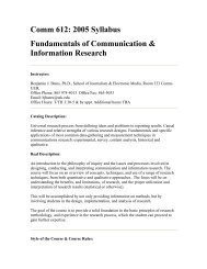 Comm 612: 2005 Syllabus Fundamentals of Communication ...