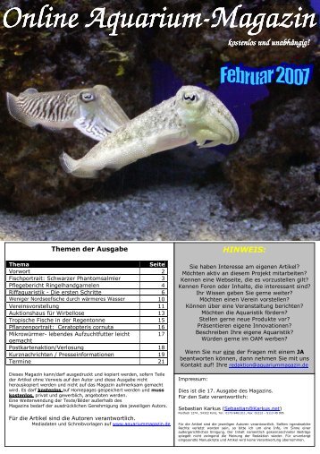 Online Aquarium Online Aquarium-Magazin kostenlos und ...