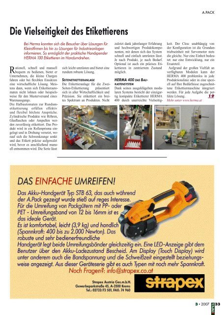 Magazin für Verpackung - Umwelt und Gemeinde ... - Kompack