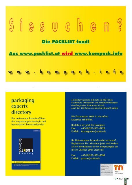 Magazin für Verpackung - Umwelt und Gemeinde ... - Kompack