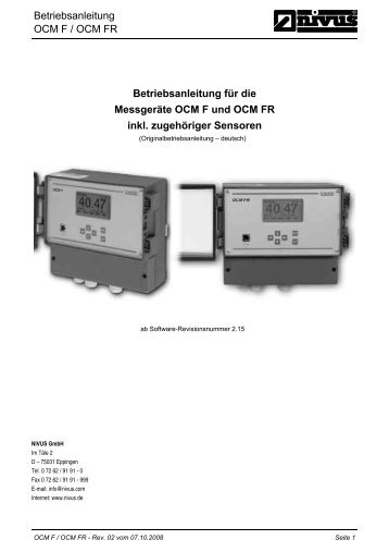 Betriebsanleitung für die Messgeräte OCM F und ... - NIVUS GmbH