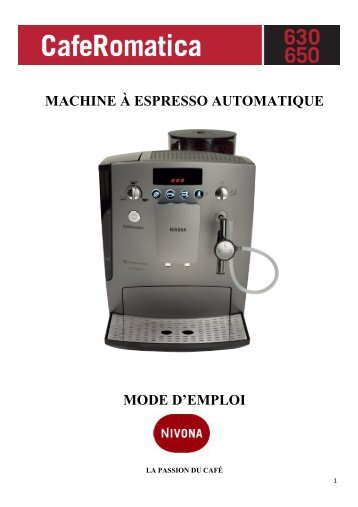 MACHINE ÃƒÂ€ ESPRESSO AUTOMATIQUE MODE D'EMPLOI - Nivona