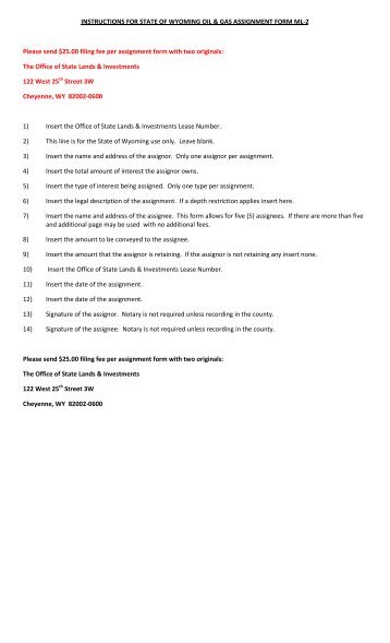 instructions for state of wyoming oil & gas assignment form ml-2