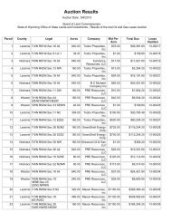 Auction Results - Wyoming State Lands