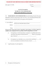 APPLICATION FOR SPECIAL USE LEASE - Wyoming State Lands
