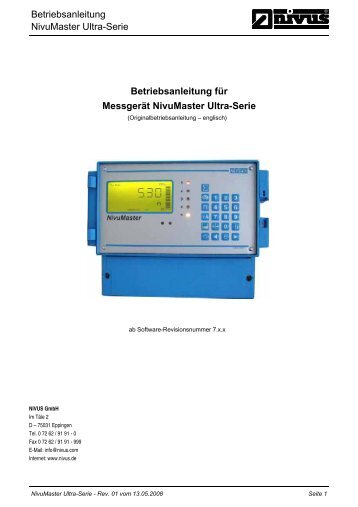 Betriebsanleitung für Messgerät NivuMaster Ultra ... - NIVUS GmbH