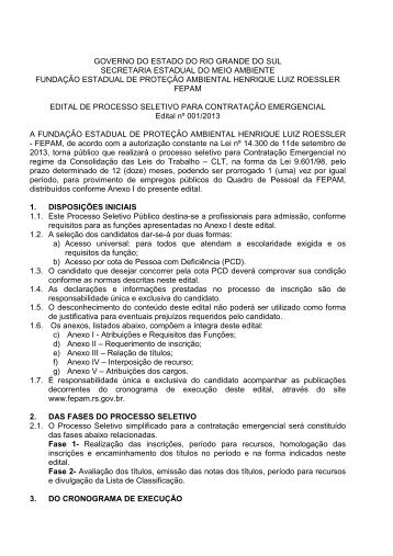 Edital - Fepam - Governo do Estado do Rio Grande do Sul