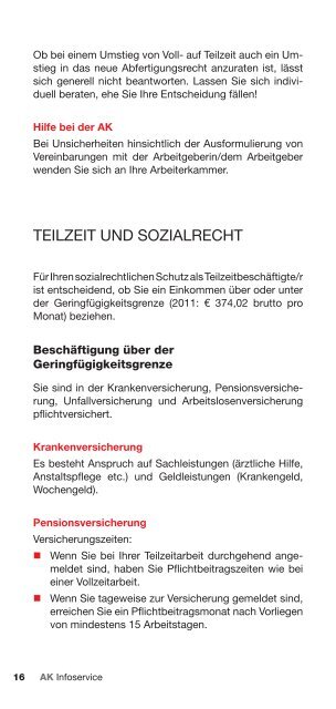 Teilzeitarbeit - Arbeiterkammer Wien