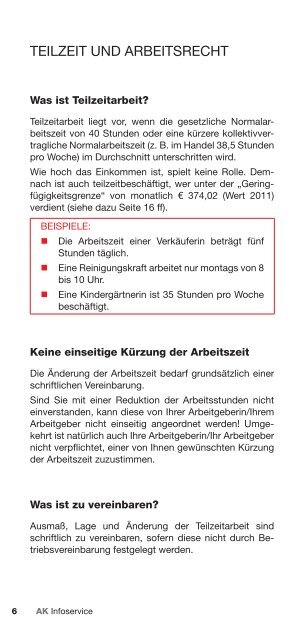 Teilzeitarbeit - Arbeiterkammer Wien