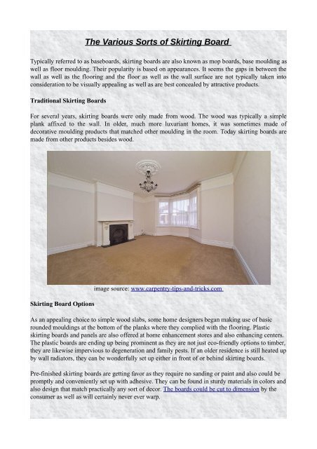 The Various Sorts Of Skirting Board