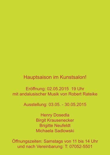 Hauptsaison im Kunstsalon!